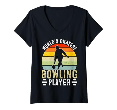 Damen Retro Vintage Bowling Lover für Bowler T-Shirt mit V-Ausschnitt Damen Retro Vintage Bowling Lover für Bowler T-Shirt mit V-Ausschnitt von Kingpin Apparel