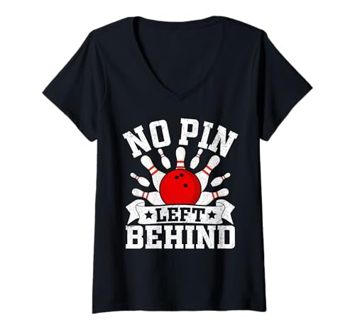 Damen Lustiges Bowling ohne Pin zurück T-Shirt mit V-Ausschnitt Damen Lustiges Bowling ohne Pin zurück T-Shirt mit V-Ausschnitt von Kingpin Bowlers
