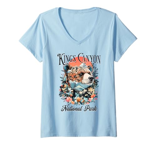 Damen Kings-Canyon-Nationalpark T-Shirt mit V-Ausschnitt von Kings Canyon National Park California USA Outdoor
