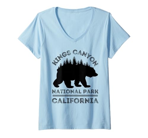 Damen Kings-Canyon-Nationalpark T-Shirt mit V-Ausschnitt von Kings Canyon National Park California USA Vintage