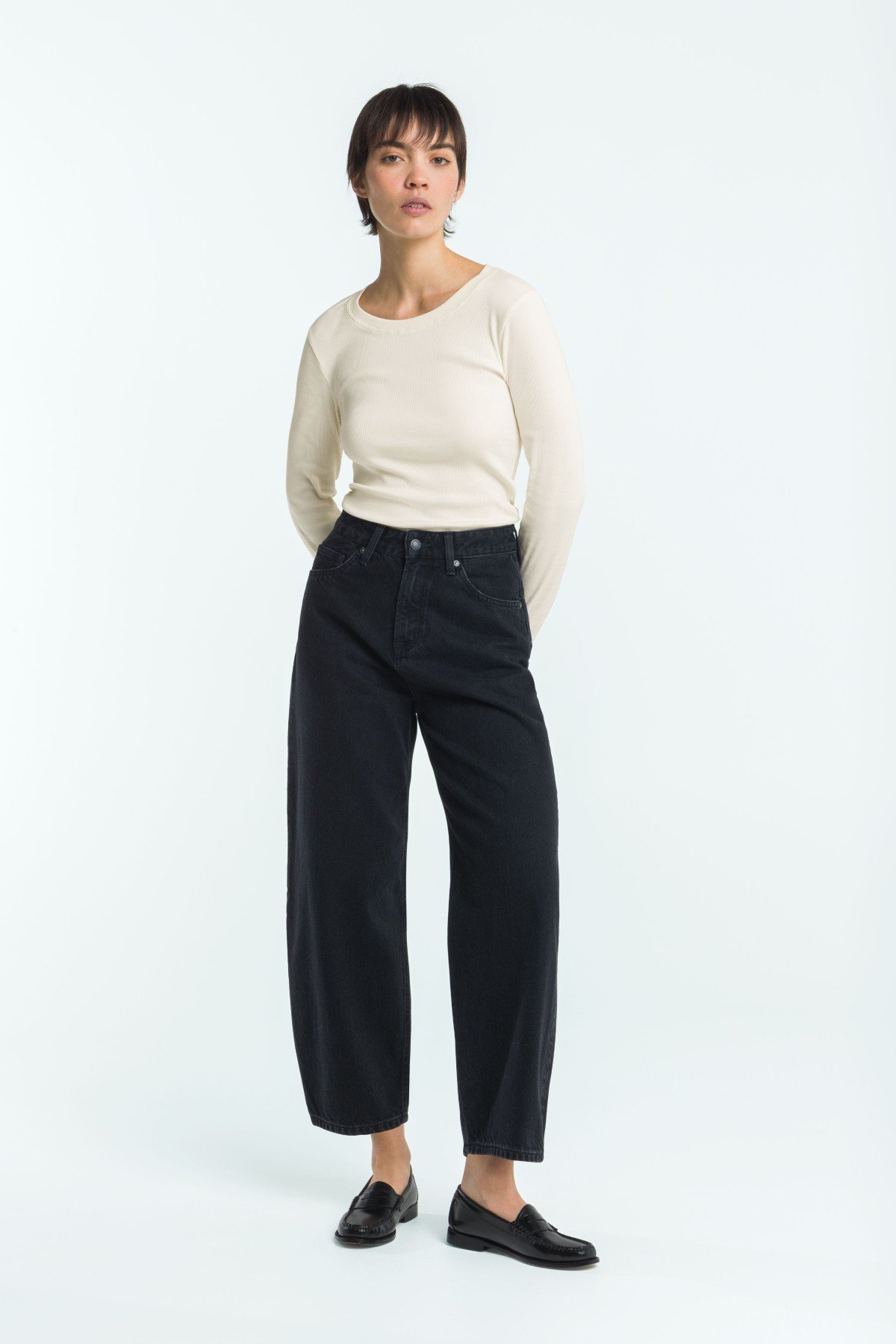 Jeans Leila Cropped Holo Black Used von Kings of Indigo