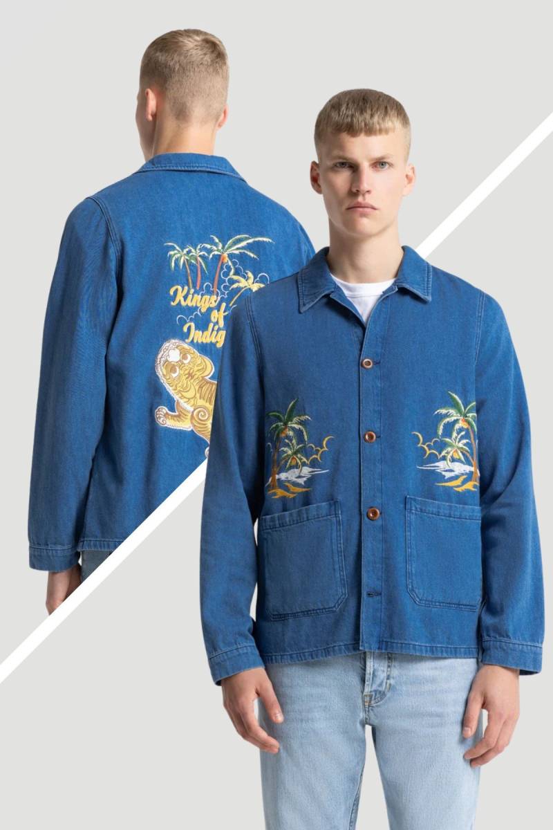 Jeansjacke Duncan Embroidery Blau von Kings of Indigo