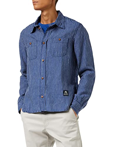 Kings of Indigo Herren Juntoku Freizeithemd, Blau (Stripe Linen Indigo 1006), Medium (Herstellergröße:M) von Kings of Indigo