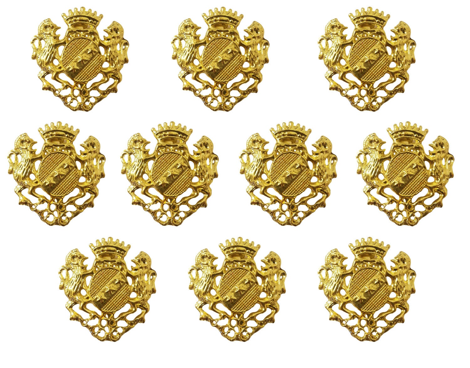10 Stk Gold Messing Vergoldet Tier Wappen Pin Brosche Handwerk Schmuck Erkenntnisse von KingsKountry