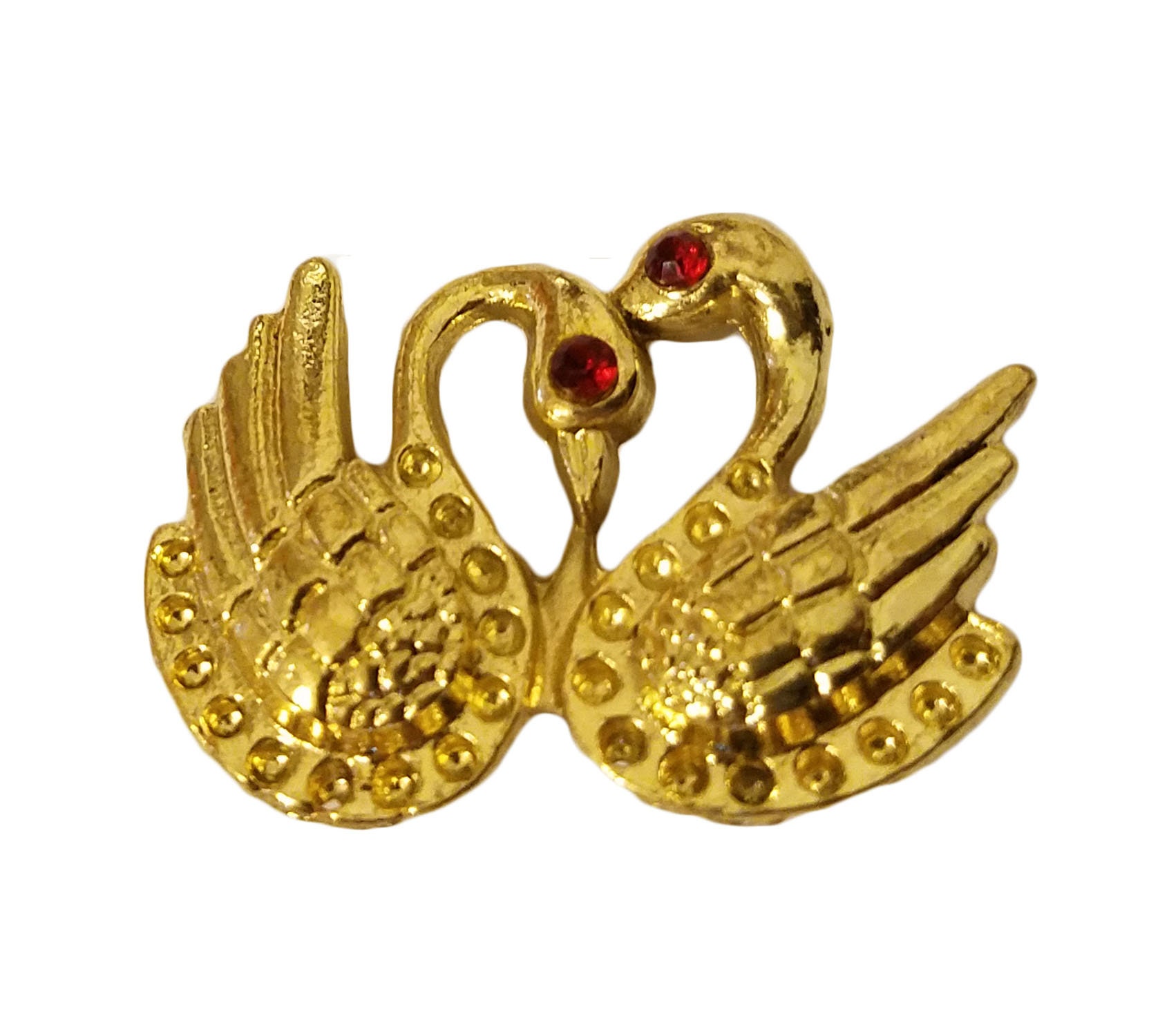 10 Stück Gold Schwäne Mit Rubin Edelstein Augen Messing-Beschichtet Ton Metall Pin Brosche von KingsKountry