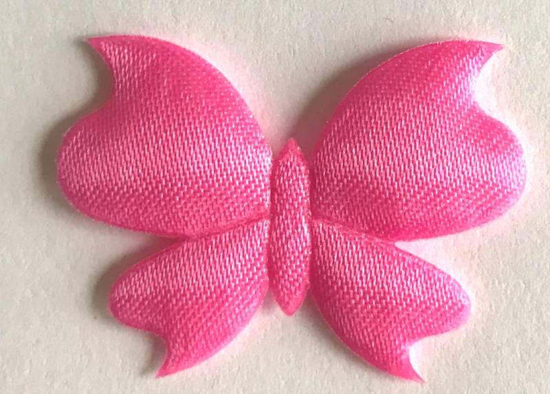 Packung Mit 50 Kleine Hot Pink Schmetterling Puffins Gepolstert Satin Applikation Patch Nähen Schrott-Buchung Verschönerung von KingsKountry