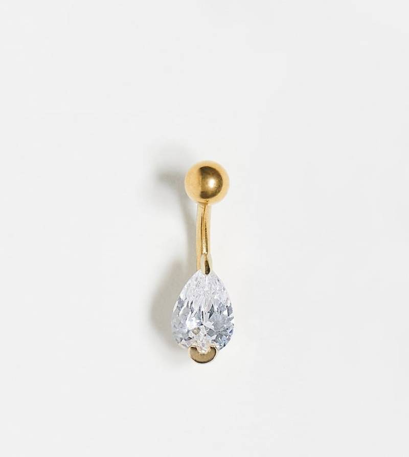 Kingsley Ryan - Bauchnabelpiercing aus vergoldetem Edelstahl mit tropfenförmigem Kristall-Schmuckstein-Silber von Kingsley Ryan