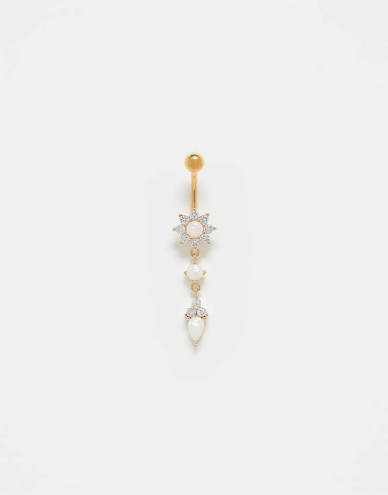 Kingsley Ryan - Goldfarbenes Bauchnabelpiercing mit tropfenförmigem Opal-Schmuckstein-Design-Silber von Kingsley Ryan