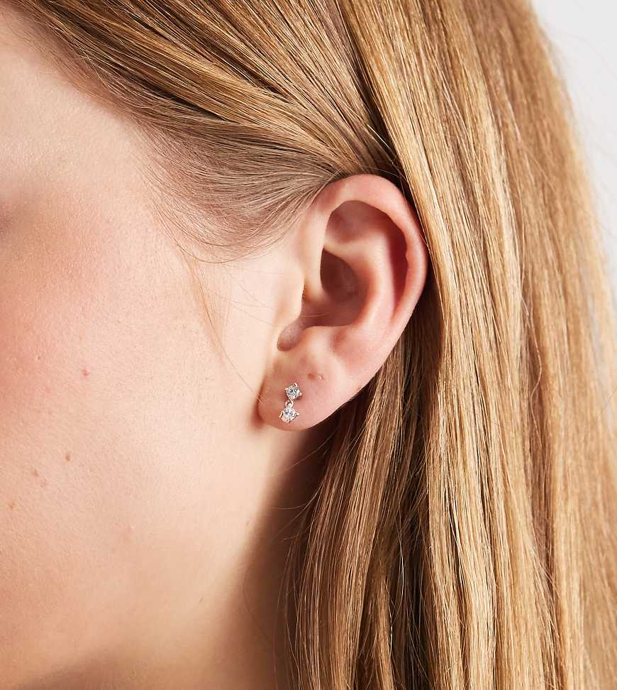 Kingsley Ryan - Ohrringe aus Sterlingsilber mit eckigem Anhänger und gefasstem Schmuckstein von Kingsley Ryan