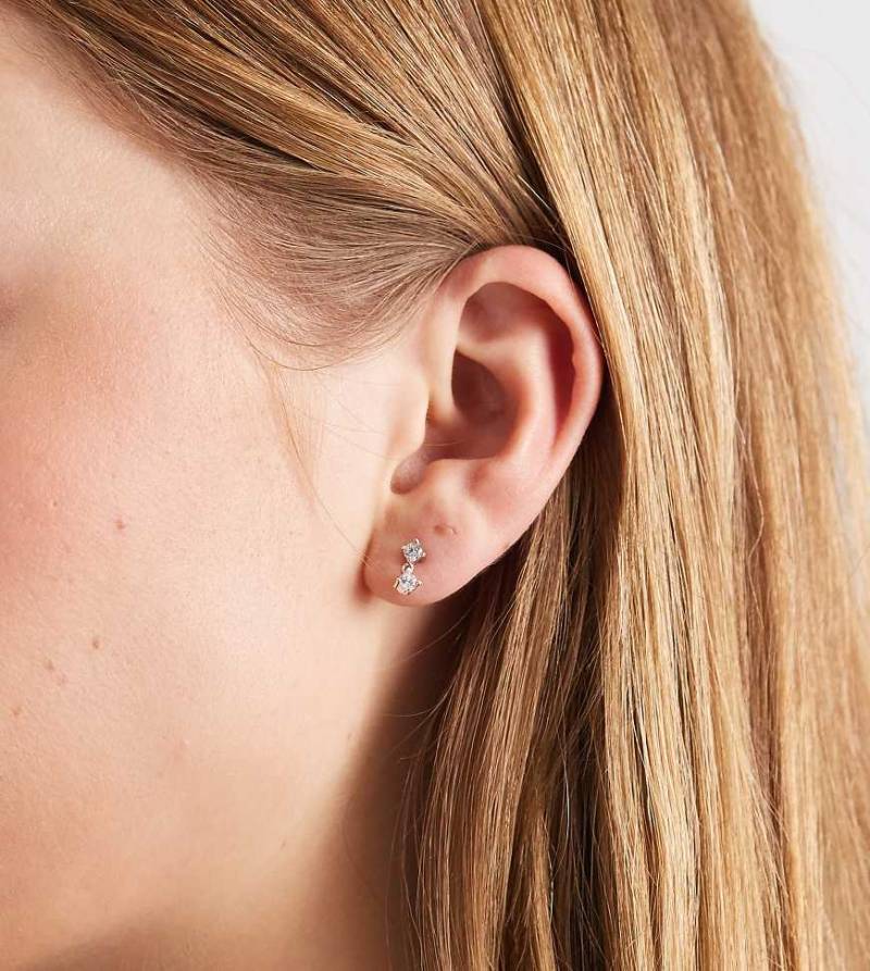 Kingsley Ryan - Ohrringe aus Sterlingsilber mit eckigem Anhänger und gefasstem Schmuckstein von Kingsley Ryan