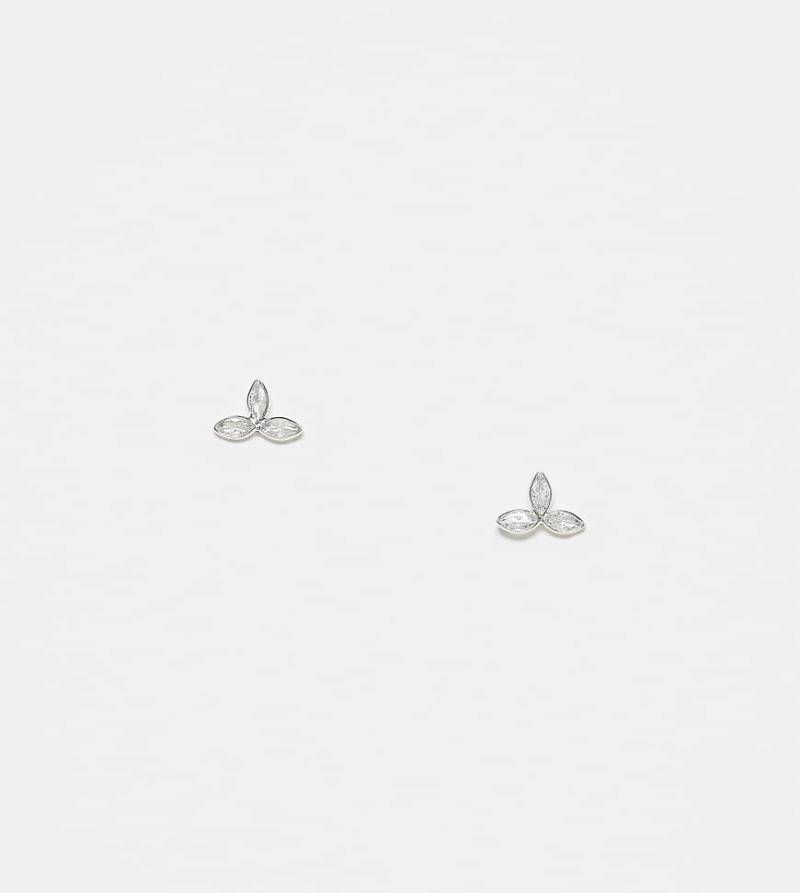 Kingsley Ryan - Ohrstecker aus Sterlingsilber in Dreiblattdesign mit Schmucksteinbesatz von Kingsley Ryan