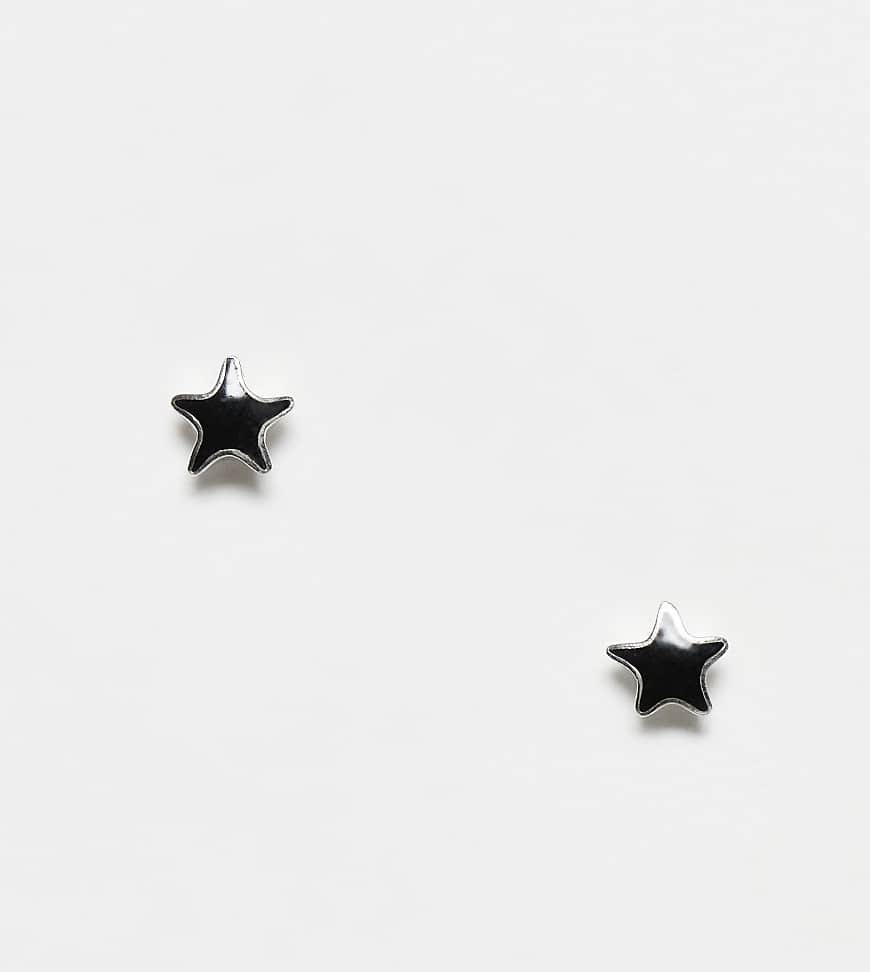 Kingsley Ryan - Stern-Ohrstecker mit schwarzem Emaille-Detail-Silber von Kingsley Ryan