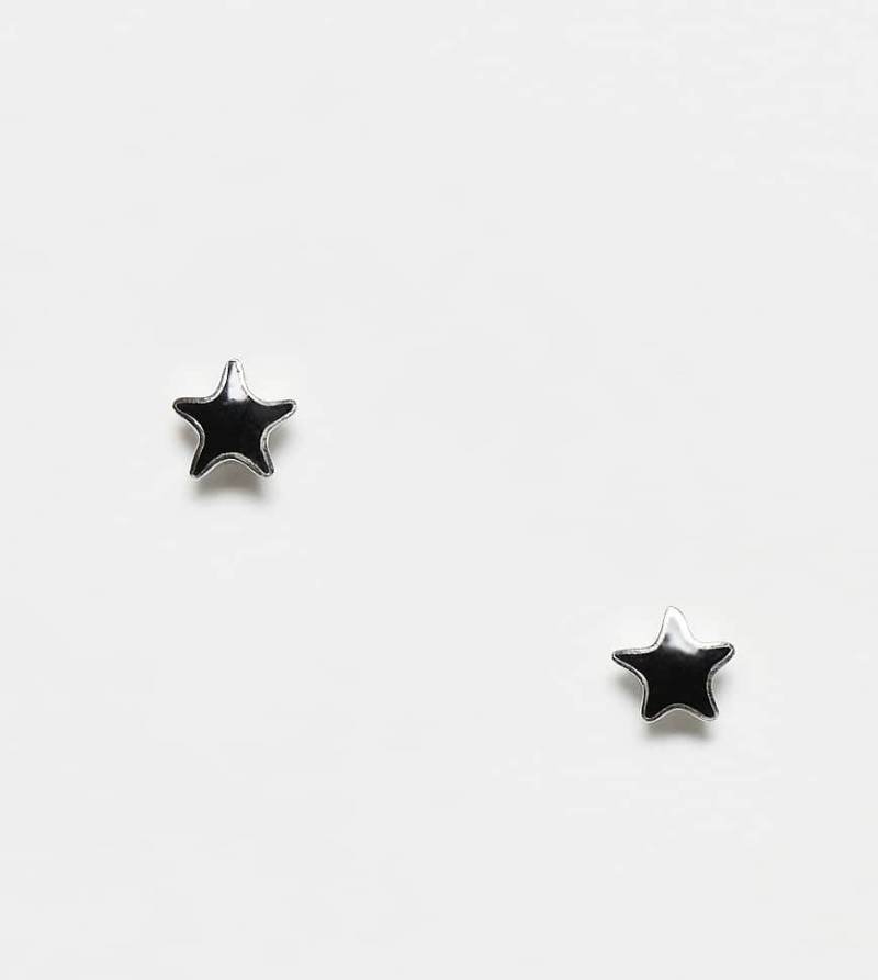 Kingsley Ryan - Stern-Ohrstecker mit schwarzem Emaille-Detail-Silber von Kingsley Ryan