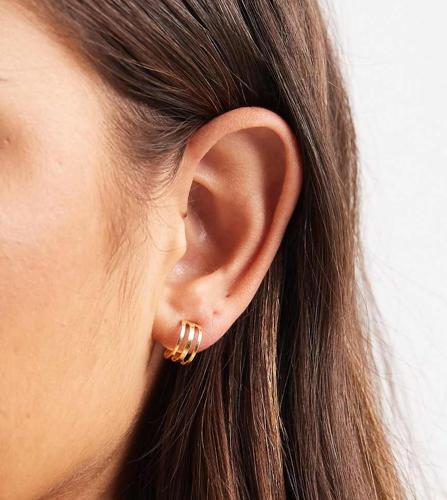 Kingsley Ryan - Vergoldete Creolen mit Dreifachband, 10 mm-Goldfarben von Kingsley Ryan