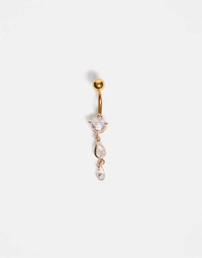 Kingsley Ryan - Vergoldetes Bauchnabelpiercing mit zwei Anhängern mit gefassten Schmucksteinen-Silber Kingsley Ryan - Vergoldetes Bauchnabelpiercing mit zwei Anhängern mit gefassten Schmucksteinen-Silber von Kingsley Ryan