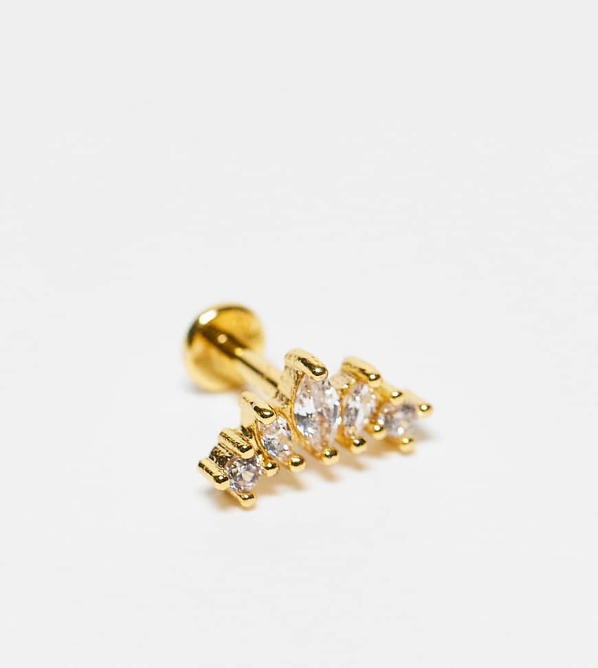 Kingsley Ryan - Vergoldetes Labret-Ohrenpiercing aus Stahl mit Blütenblattdesign-Goldfarben von Kingsley Ryan