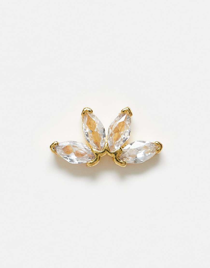 Kingsley Ryan - Vergoldetes Labret-Piercing mit Zirkonia-Blütenblatt-Silber von Kingsley Ryan