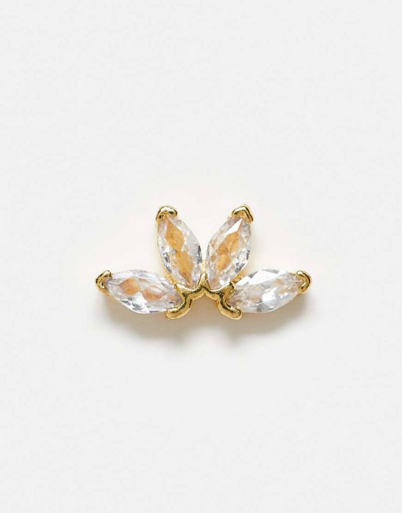 Kingsley Ryan - Vergoldetes Labret-Piercing mit Zirkonia-Blütenblatt-Silber von Kingsley Ryan