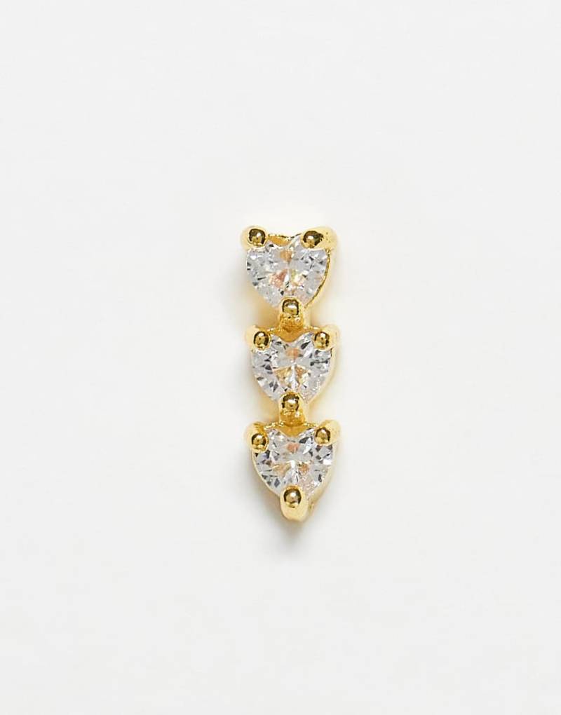 Kingsley Ryan - Vergoldetes Labret-Piercing mit dreifachem, herzförmigem Schmucksteindetail-Silber von Kingsley Ryan