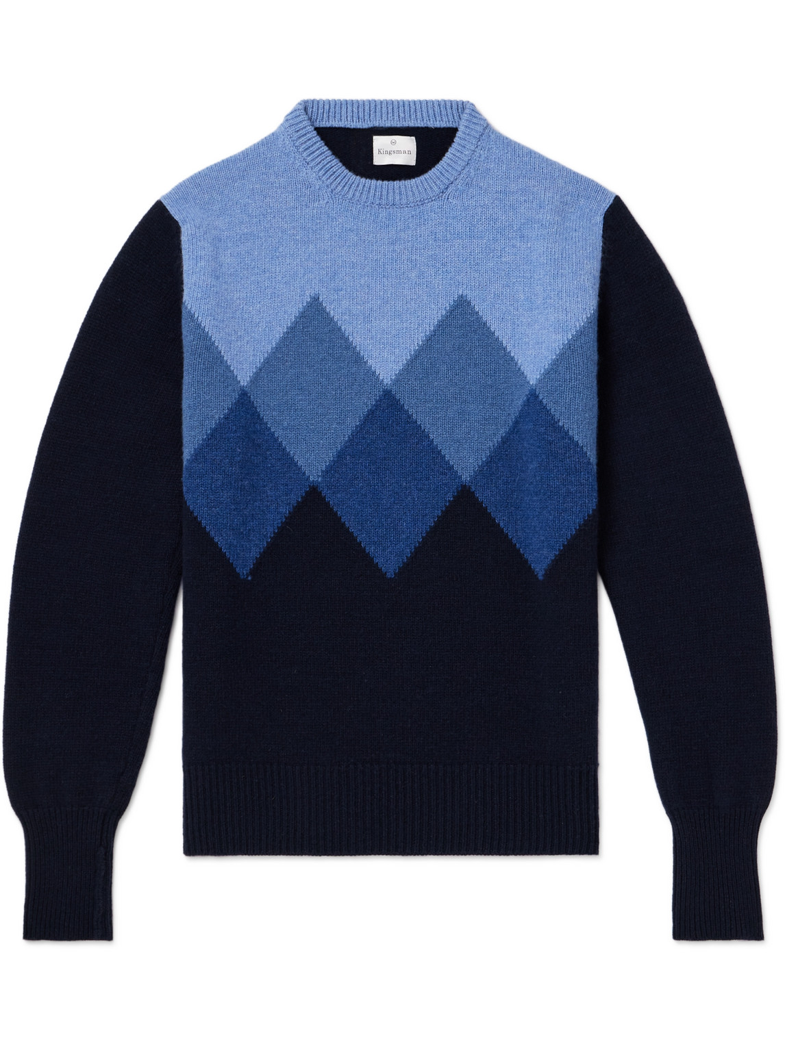 Kingsman - Argylle Jacquard-Knit Wool Sweater - Men - Blue - XXL von Kingsman