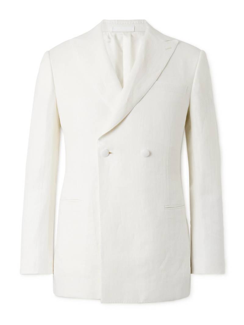 Kingsman - Double-Breasted Herringbone Linen Tuxedo Jacket - Men - Neutrals - IT 46 von Kingsman