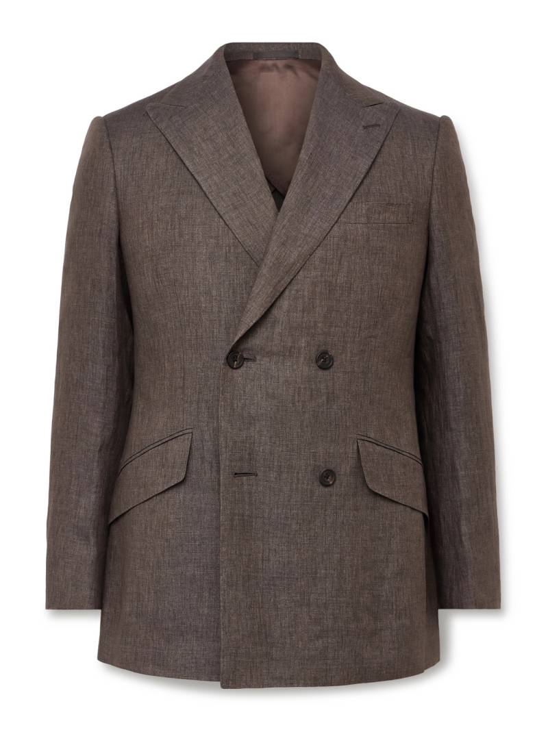 Kingsman - Double-Breasted Linen Suit Jacket - Men - Brown - IT 48 von Kingsman