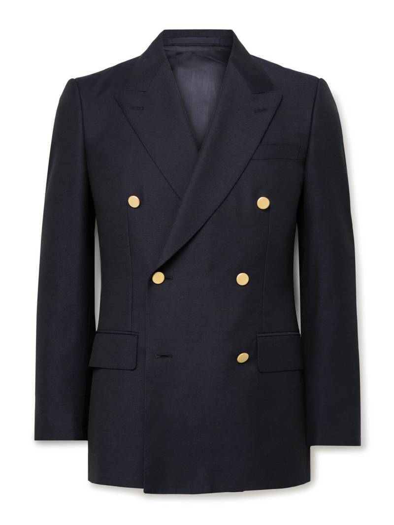 Kingsman - Double-Breasted Wool and Mohair-Blend Twill Blazer - Men - Blue - IT 48 von Kingsman