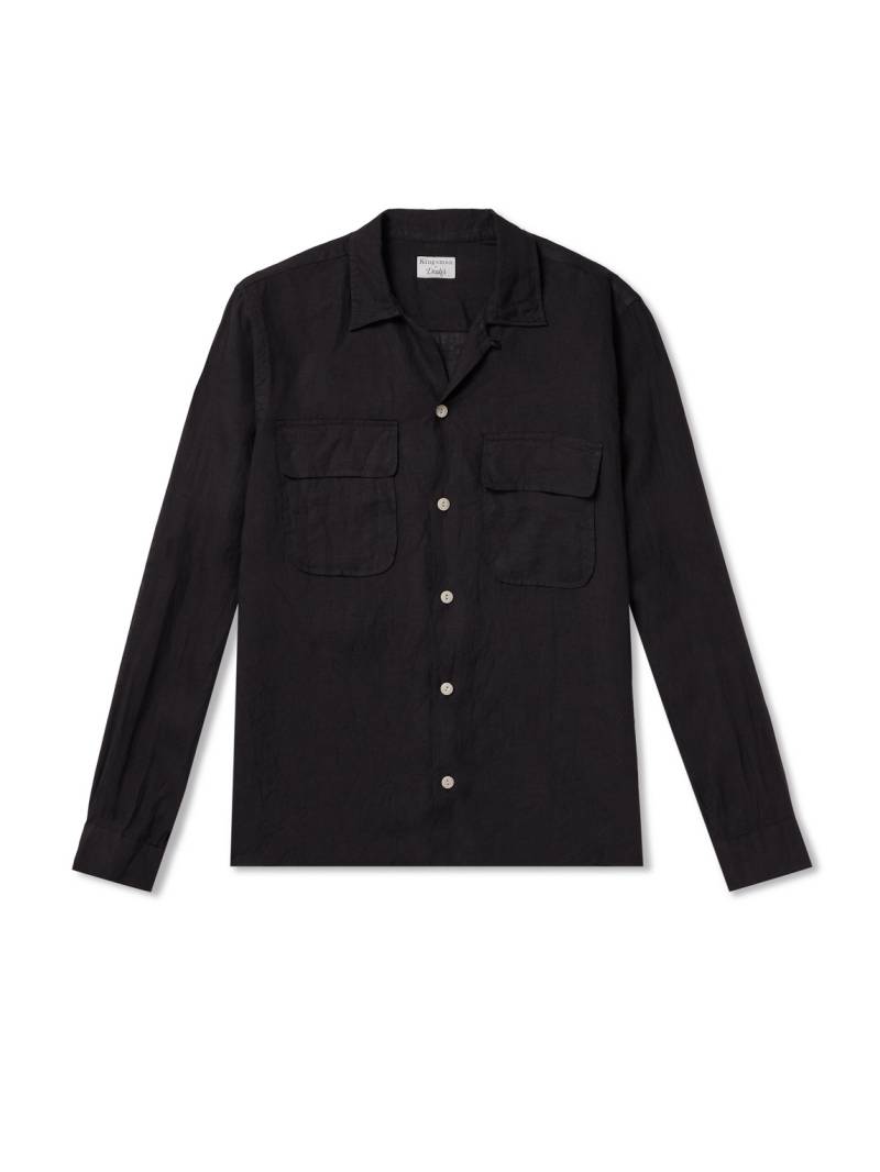 Kingsman - Drake's Convertible-Collar Linen Shirt - Men - Black - XL von Kingsman