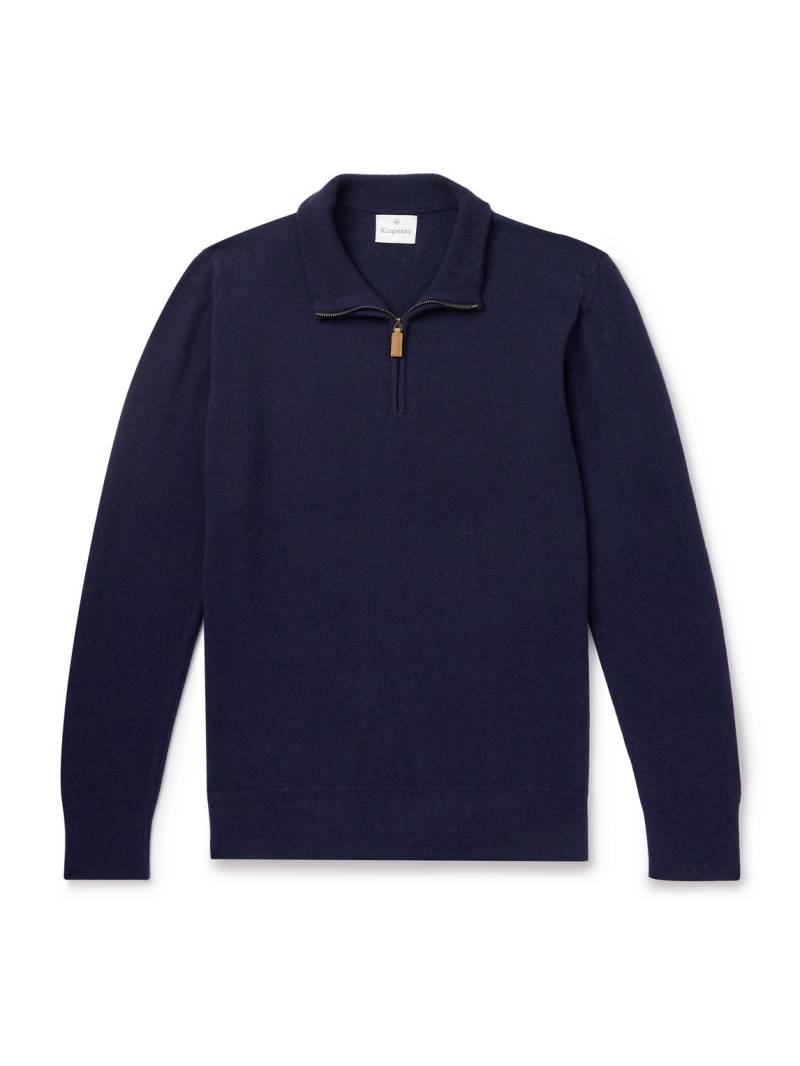 Kingsman - Merino Wool and Cashmere-Blend Half-Zip Sweater - Men - Blue - XXL von Kingsman