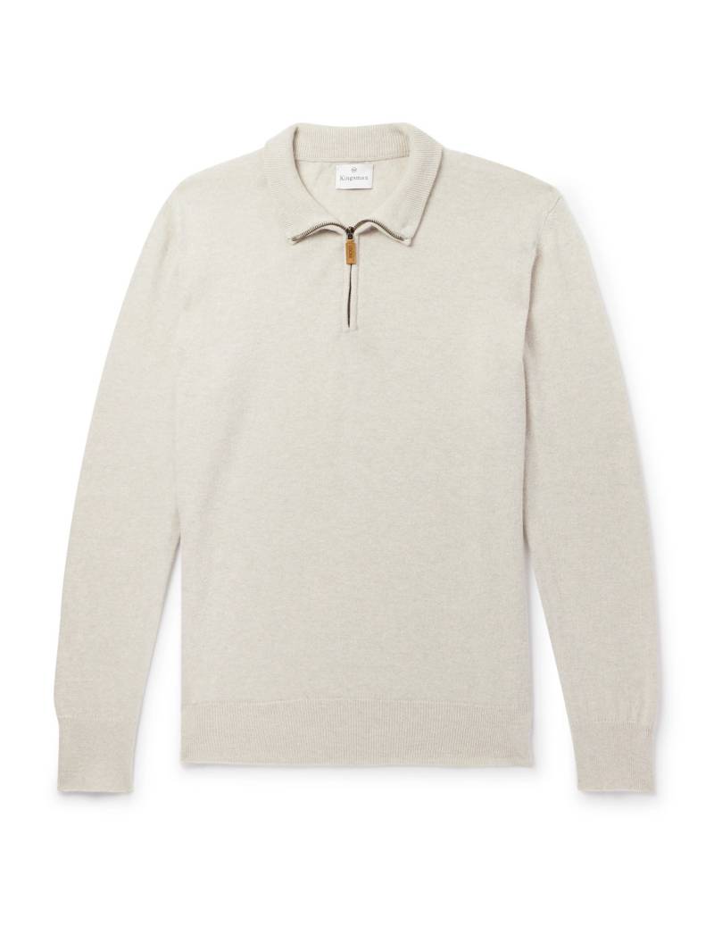 Kingsman - Merino Wool and Cashmere-Blend Half-Zip Sweater - Men - Neutrals - L von Kingsman