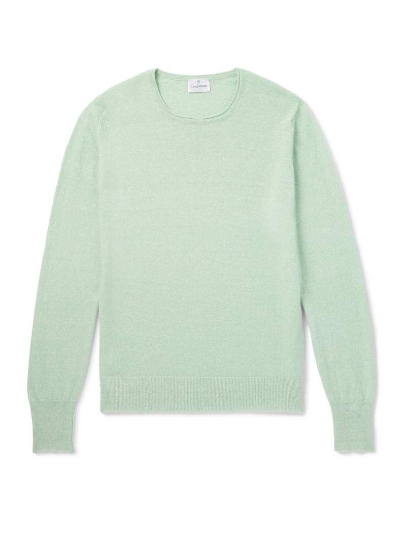Kingsman - Slim-Fit Cashmere and Linen-Blend Sweater - Men - Green - S von Kingsman