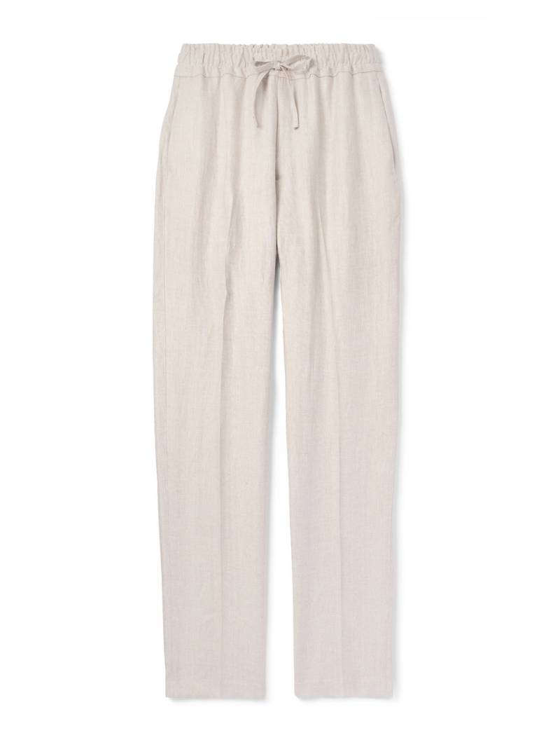 Kingsman - Straight-Leg Herringbone Linen Drawstring Trousers - Men - Neutrals - IT 46 von Kingsman