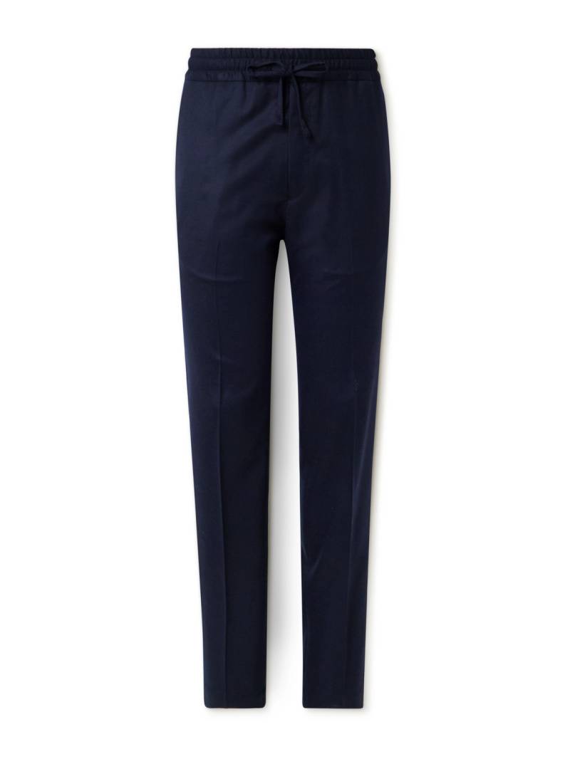 Kingsman - Tapered Wool-Flannel Drawstring Trousers - Men - Blue - IT 56 von Kingsman