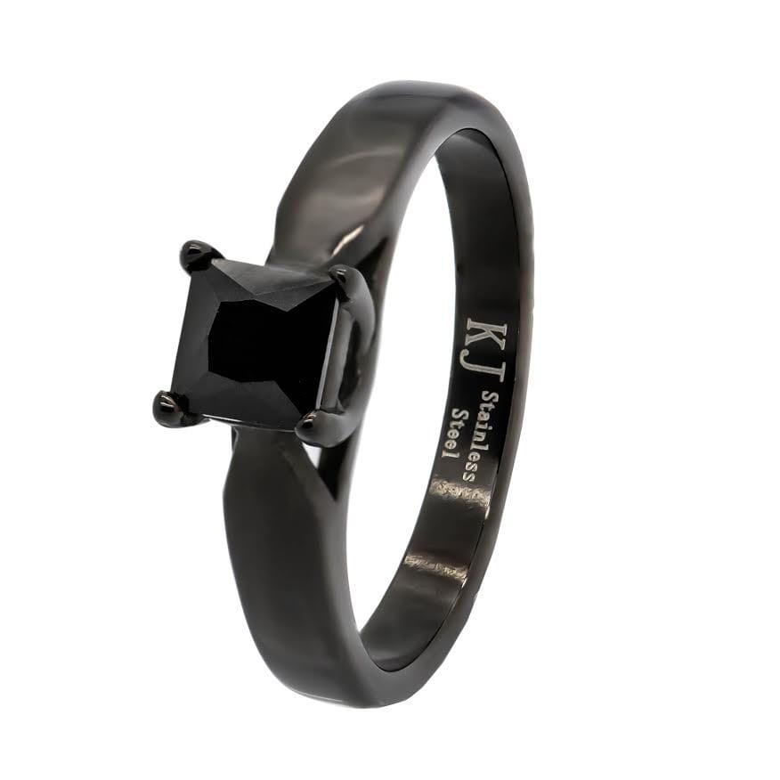 1.25 Ct Onyx Schwarz Spinell Verlobung Ehering von KingswayJewelry