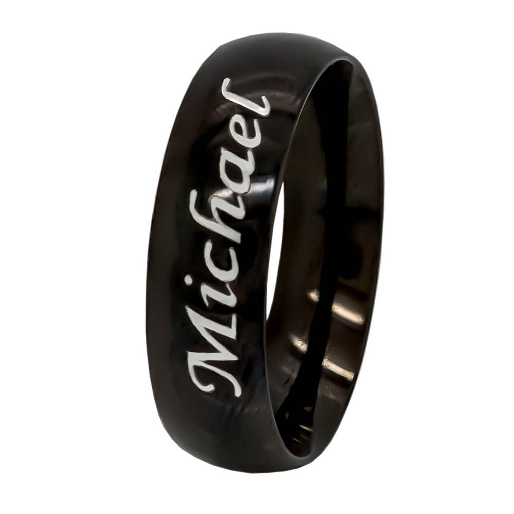 Edelstahl Hochzeitsband Schwarz/Silber/Blau Gravur Verlobungsring Gratis von KingswayJewelry