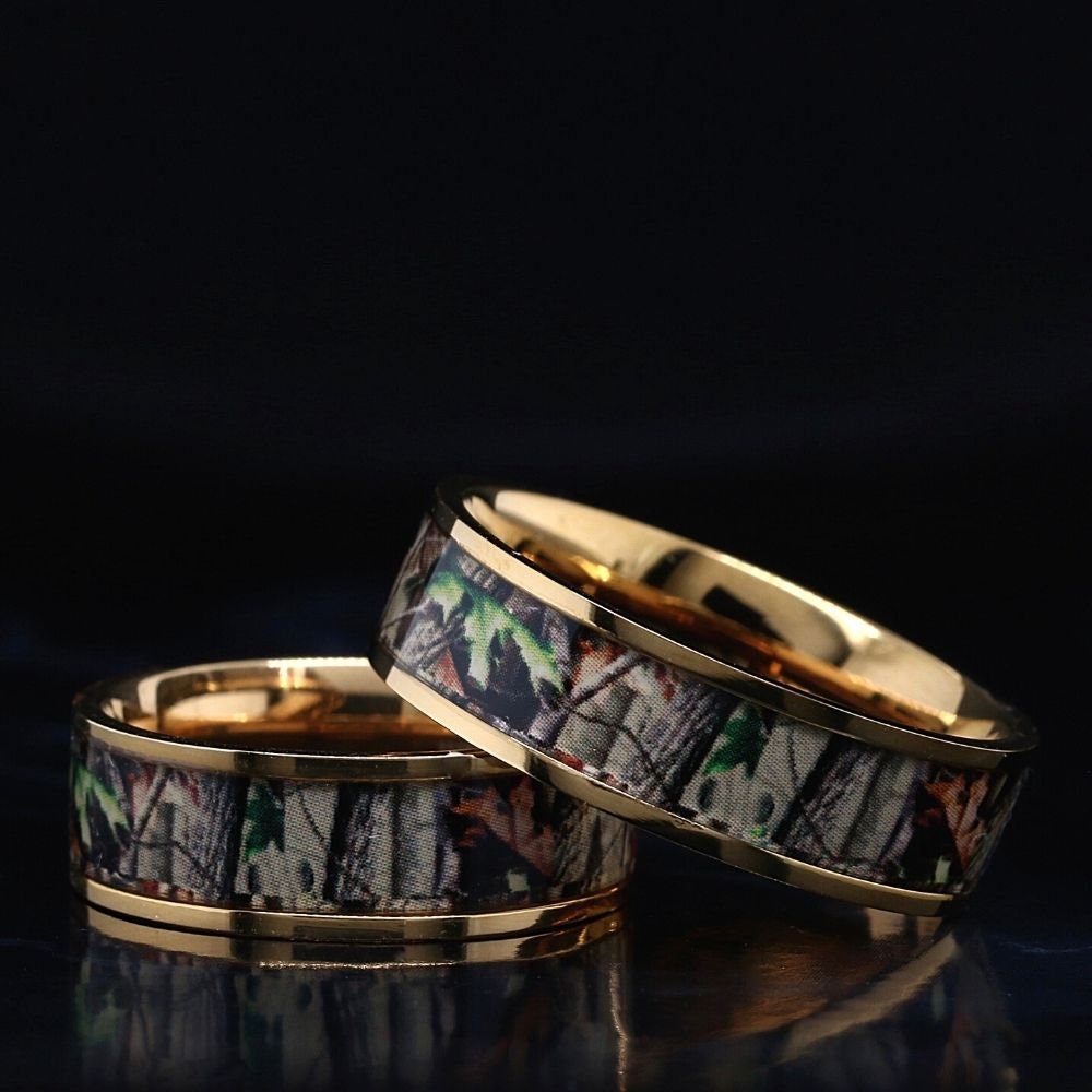 Gold Camo Ring Unisex Camouflage Ehering Titanring - Gratis Gravur von KingswayJewelry