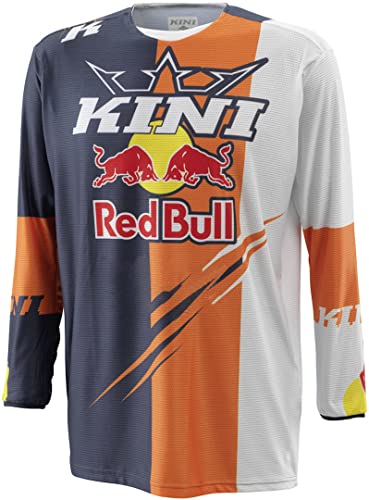 Kini Red Bull Competition Jersey V2.1 – Herren Motorcross Langarm-Shirt, Atmungsaktiv, Mesh, Mikrofaser - Orange/White/Anthrazite - XL von Kini