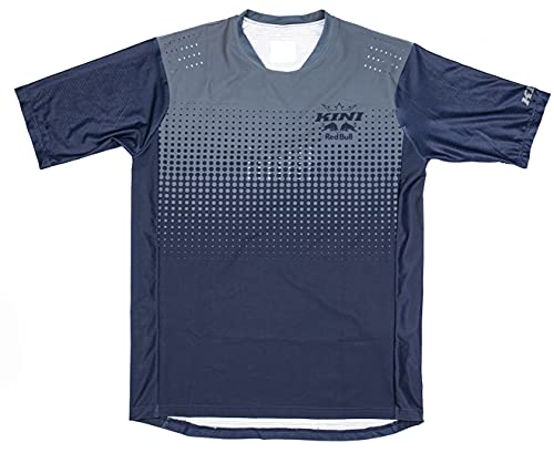 Kini Red Bull MTB T-Shirt - Trail Hunter Jersey – Herren Kurzarm Downhill Radtrikot aus Mikrofaser schnell trocken atmungsaktiv schlicht mit cleveren Extras wie Secret Pocket – Night Sky/Grey - XL von Kini