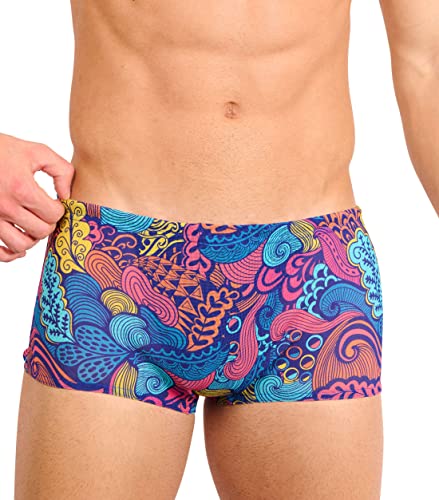 Kiniki Tan Through Sonnendurchlässige, Kurze Hipster Herren Badehose - Floral Wave von Kiniki