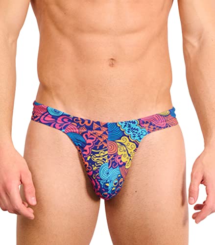 Kiniki Tan Through Sonnendurchlässiger Stringtanga Badehose Herren Bademode - Floral Wave von Kiniki