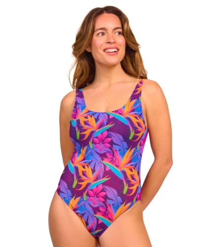 Kiniki Tan Through Sonnendurchlässiger U-Ausschnitt Badeanzug Damen Bademode - Paradise Purple von Kiniki