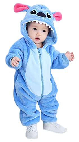 Kiniris Unisex Baby Romper Tier Bodysuit Baby Strampler Mädchen Jungen Tierkleidung im Winter Cute Warm (6-12 Monate, Blau) von Kiniris