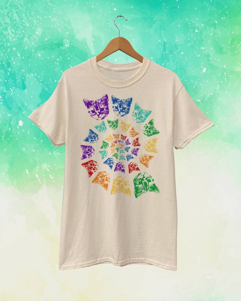 Spiral-Katzen-Regenbogen Unisex T-Shirt Spiral-Katzen-Regenbogen Unisex T-Shirt von KinokoCarnival