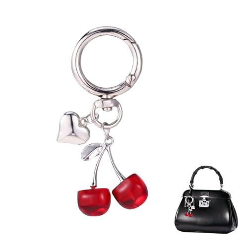 Kinretixia Kirschen Schlüsselanhänger Tasche Geldbörse Charms für Handtaschen, Süßer ästhetischer Y2K Schlüsselanhänger Kirschen Accessoires Geburtstagsidee Geschenk von Kinretixia