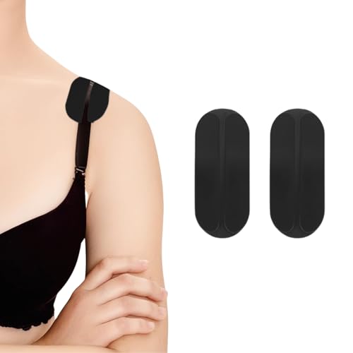 Kinretixia Silikon Schulterpolster Damen Gegen BH-Träger Rutschen, 1 Paar Schwarze Mini Silikon Einlagen, Komfortable Und Langlebige BH Trägerpads von Kinretixia
