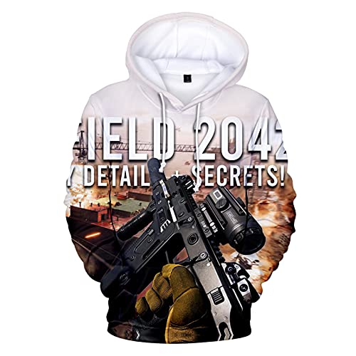 Battlefield 2042 Hoodie Herren Mit Tasche, Hoodies Pullover Unisex Langarm Sweatshirt 3D Style, Cosplay Kleidung Spiel Hoodies von Kinsea