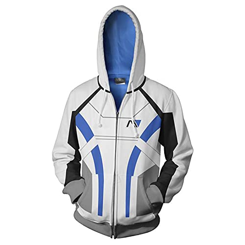 Mass Effect N7 Kapuzenjacke Herren Mit Reißverschluss,Hoodie Sweatjacke Männer,Cosplay Hoodie Herren Zipper Hoody Pullover von Kinsea