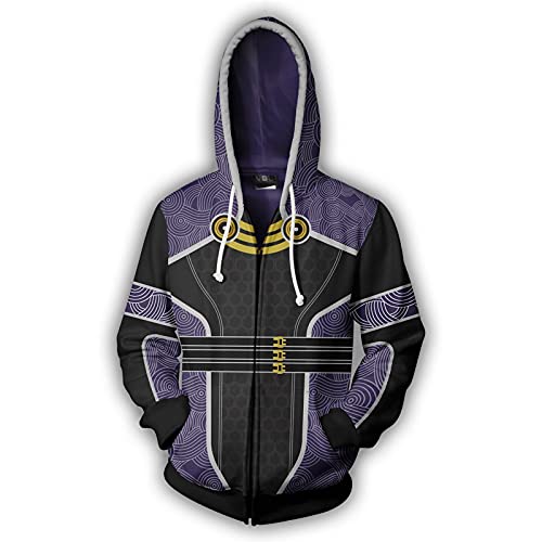 Mass Effect N7 Kapuzenjacke Herren Mit Reißverschluss,Hoodie Sweatjacke Männer,Cosplay Hoodie Herren Zipper Hoody Pullover von Kinsea