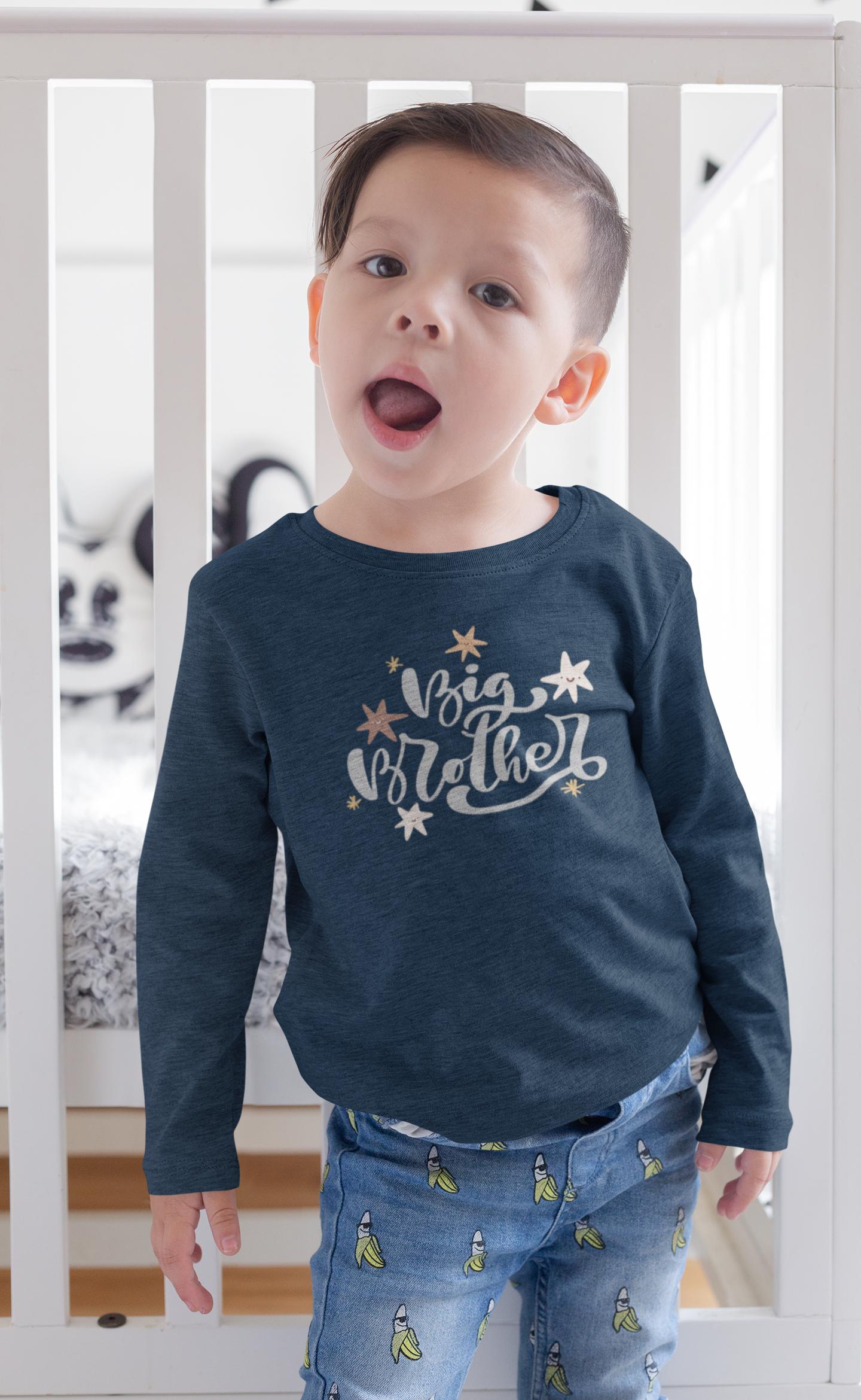 Big Brother Kleinkind Langarm T-Shirt, Geschwister Ankündigung, Geschenk Für Brother, Familie Passenden Outfit, Bruder Shirt, Neues Baby Kommen von KinspiredStore