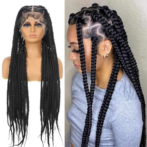 Kintama 360 geflochtene Jumbo-Perücken für schwarze Frauen, 81,3 cm, knotenfreie Zöpfe, klebefreie Perücke, ohne Cornrow, Jumbo-Box, geflochten, Perücke mit Kintama 360 geflochtene Jumbo-Perücken für schwarze Frauen, 81,3 cm, knotenfreie Zöpfe, klebefreie Perücke, ohne Cornrow, Jumbo-Box, geflochten, Perücke mit von Kintama